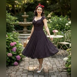 MUXXN Rockabilly Heart Print Swing Dress | Size L